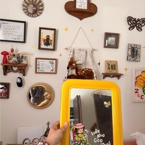 Yellow Framed Wall Mirror